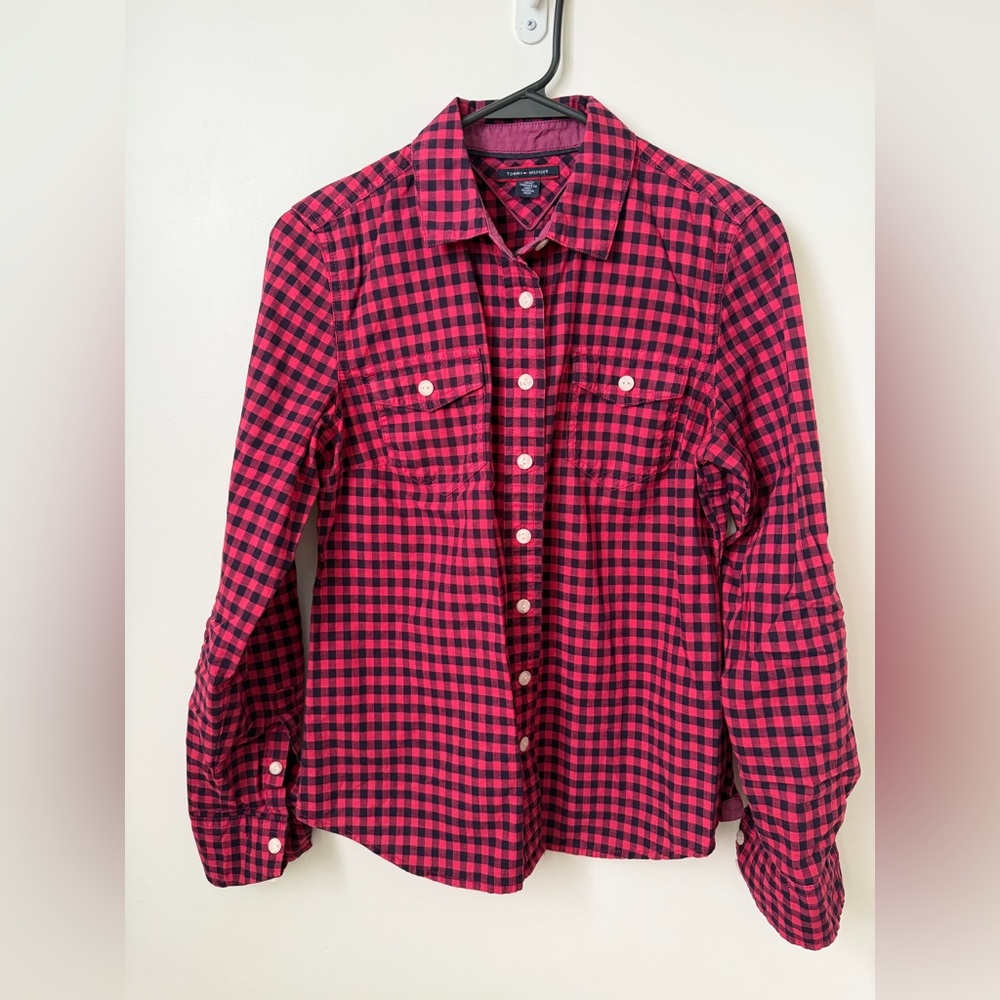 Tommy Hilfiger Pink and Navy Blue Checked Shirt